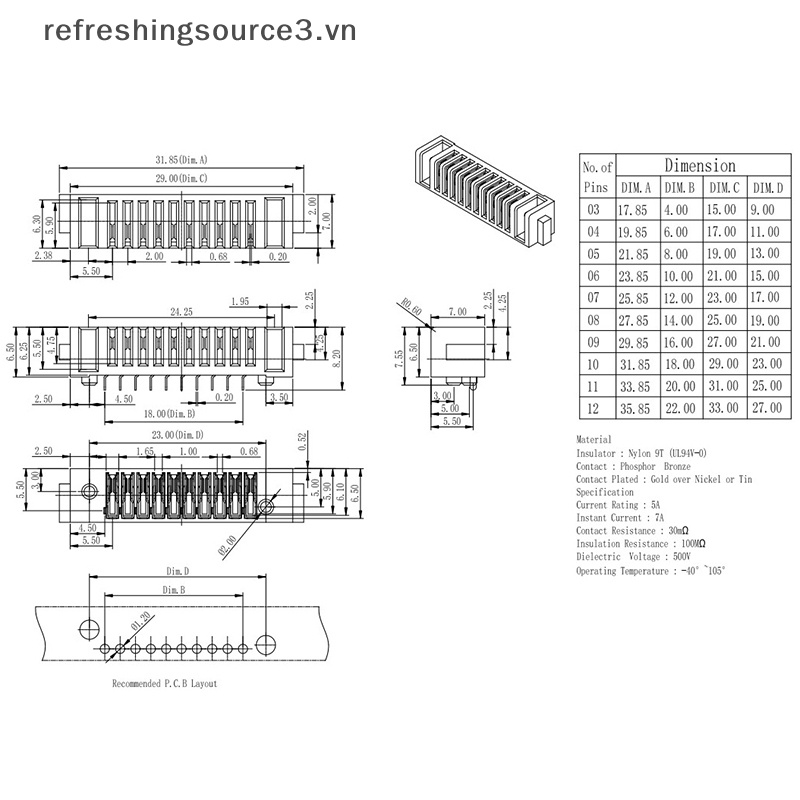 1 Giắc Cắm Kết Nối Laptop 5 Chấu 2.0mm 2.0mm Chuyên Dụng Chất Lượng Cao