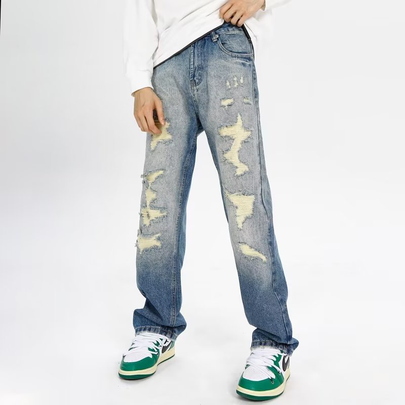 Quần Jeans Dài Rách Gối Thời Trang Dành Cho Nam Và Nữ