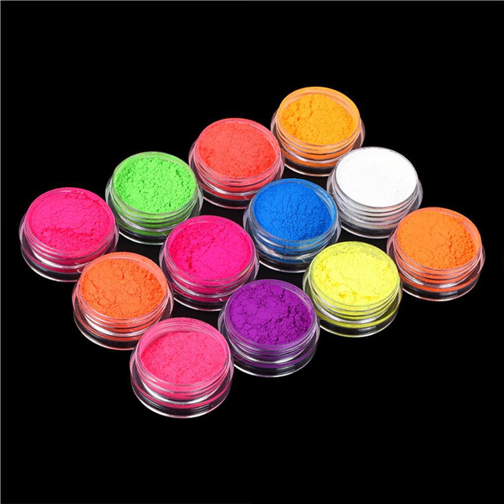 Set 12 Hộp Bột Kim Tuyến Màu Neon Dùng Để Trang Trí Móng Nghệ Thuật DIY