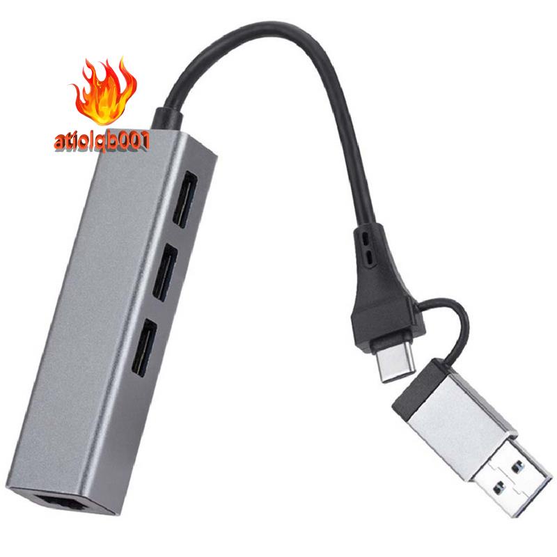 Thẻ Mạng Gigabit 1000Mbps 3 Cổng 3.0 HUB 2 Trong 1 Cáp USB-C Sang RJ45