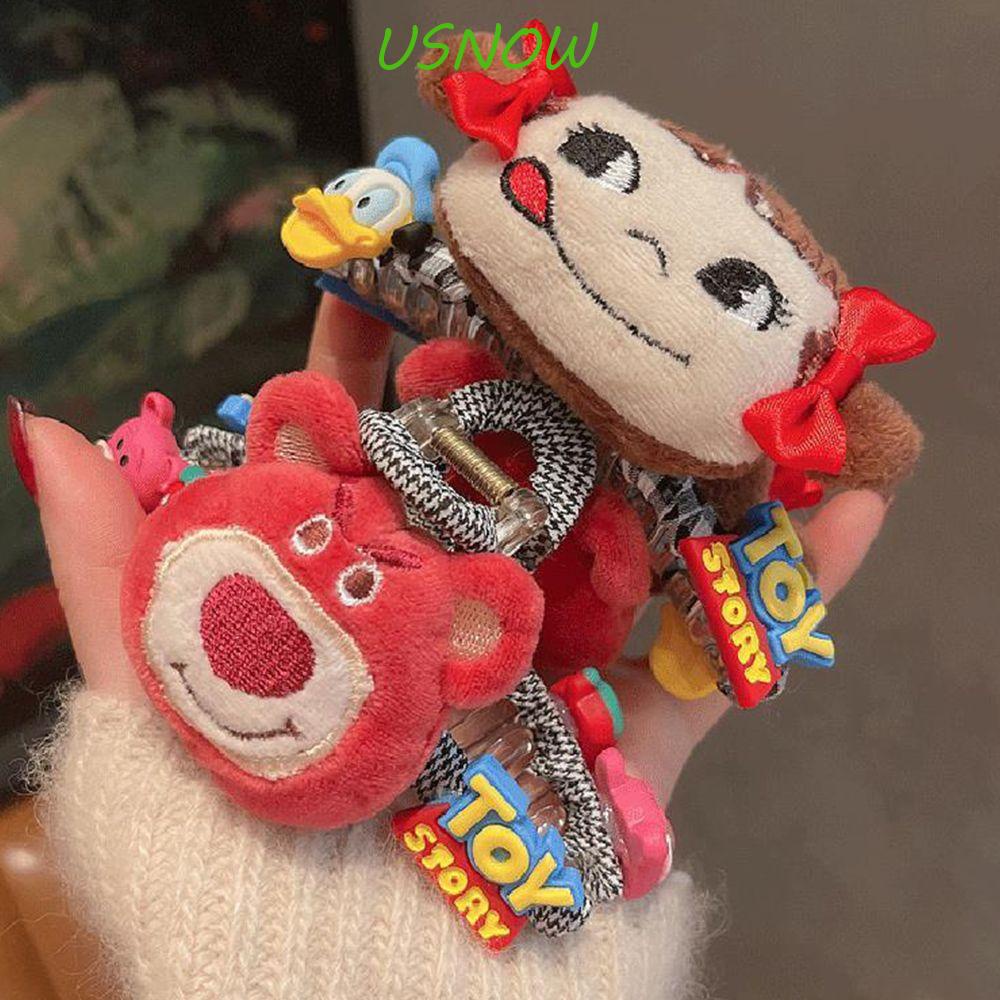 USNOW Kẹp Tóc Bằng Acrylic Họa Tiết Hoạt Hình Phong Cách Retro