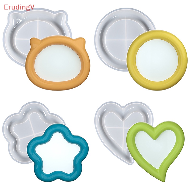 Khuôn Silicone Làm Đĩa / Trang Sức Hình Trái Tim / Mèo / Bông Hoa DIY