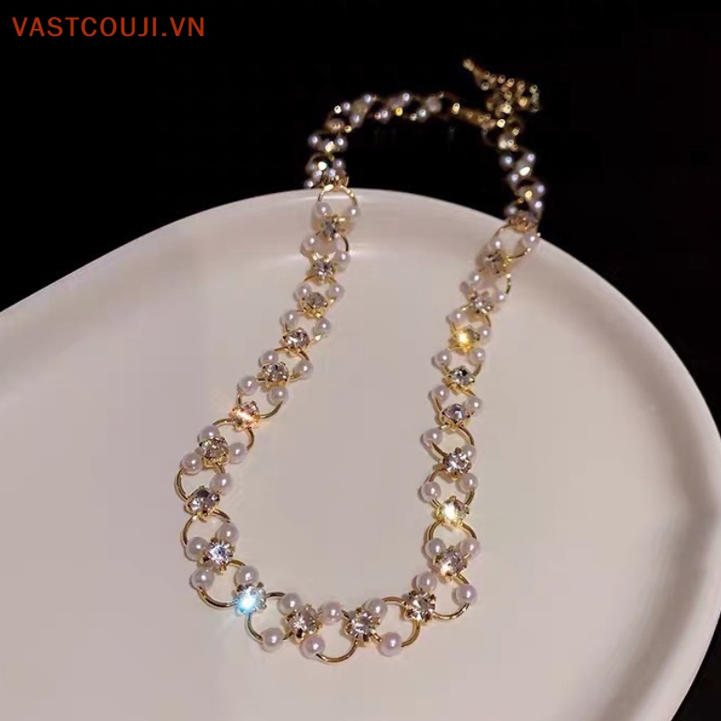 Vòng Cổ Choker Đính Ngọc Trai Lấp Lánh Thanh Lịch Thời Trang Phong Cách Hàn Quốc