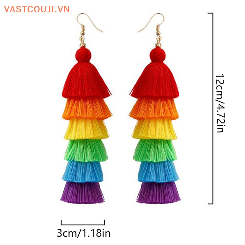 1 Cặp Bông Tai Tua Rua Dáng Dài Phong Cách Bohemian Thời Trang Mùa Hè Cho Nữ