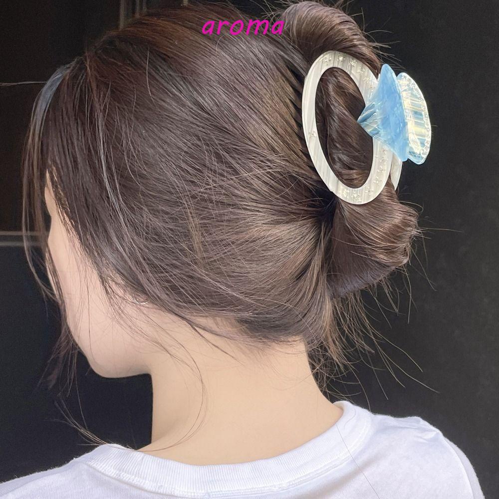 AROMA Kẹp Tóc Đính Đá Hình Oval Sáng Tạo Dành Cho Nữ