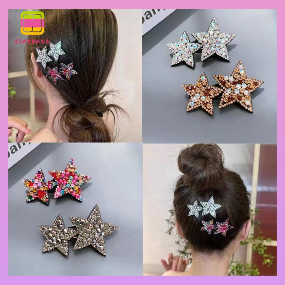 DIACHAVN Set 5 Kẹp Tóc Hình Sao Biển Màu Trơn Sáng Bóng Thời Trang Cho Nữ