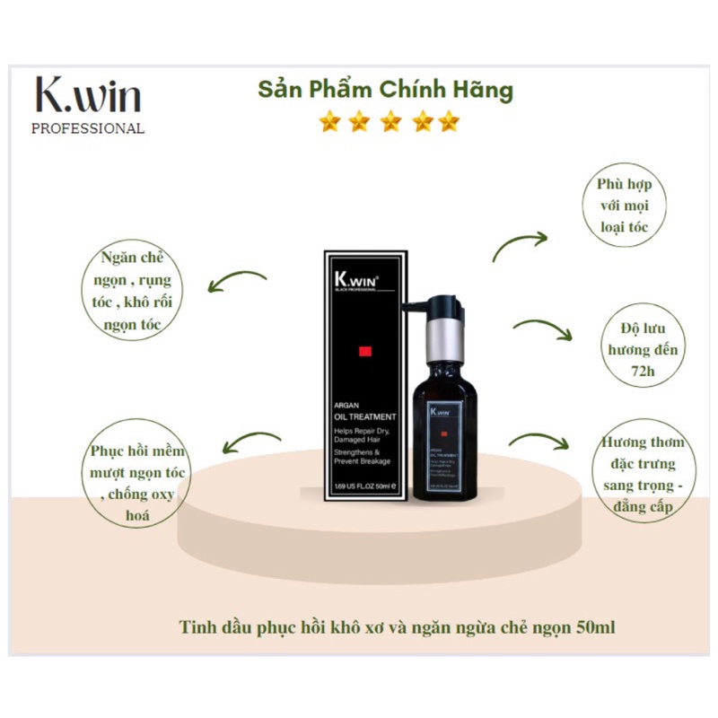 [Chính Hãng] Tinh Dầu Dưỡng Tóc Kwin Agan Oil Giúp Tóc Mềm Mượt, Giảm Chẻ Ngọn, Hương Nước Hoa Thơm Lâu 50Ml