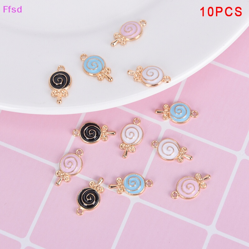 {Ffsd} Bộ 10 Mặt Dây Chuyền Hợp Kim Tráng Men Hình Kẹo Mút Ch DIY Trang Sức Findings * Bán Chạy
