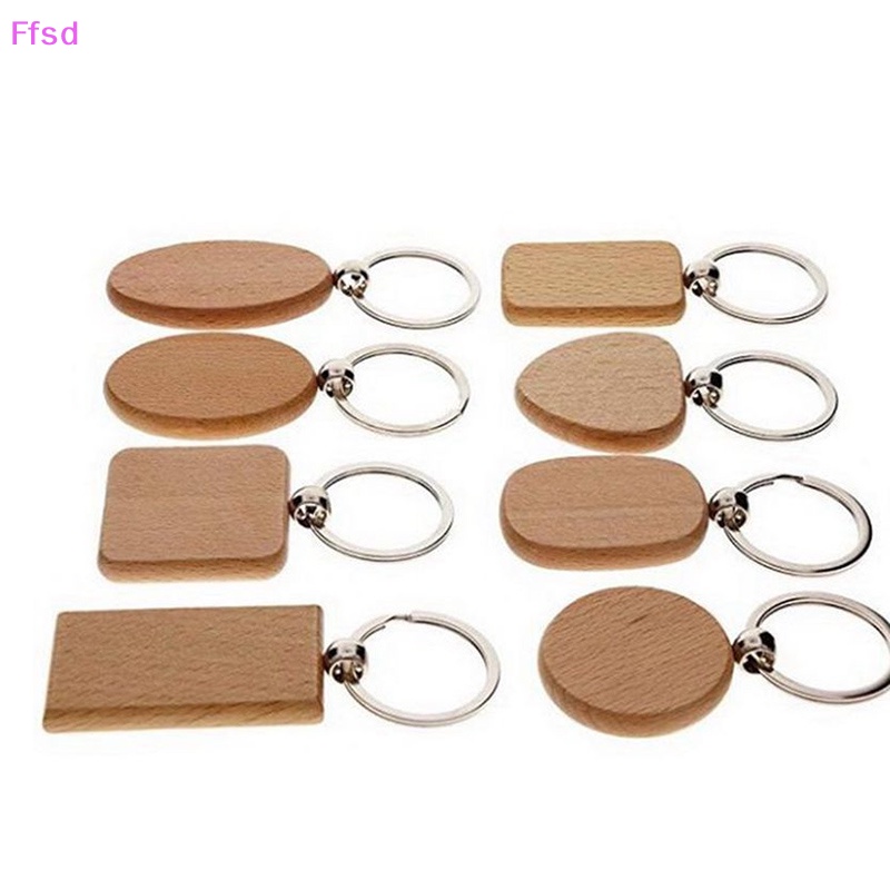 {Ffsd} Móc Chìa Khóa Gỗ Trơn Hình Tròn / Chữ Nhật Tự Làm Khuyến Mãi Từ Bán Chạy