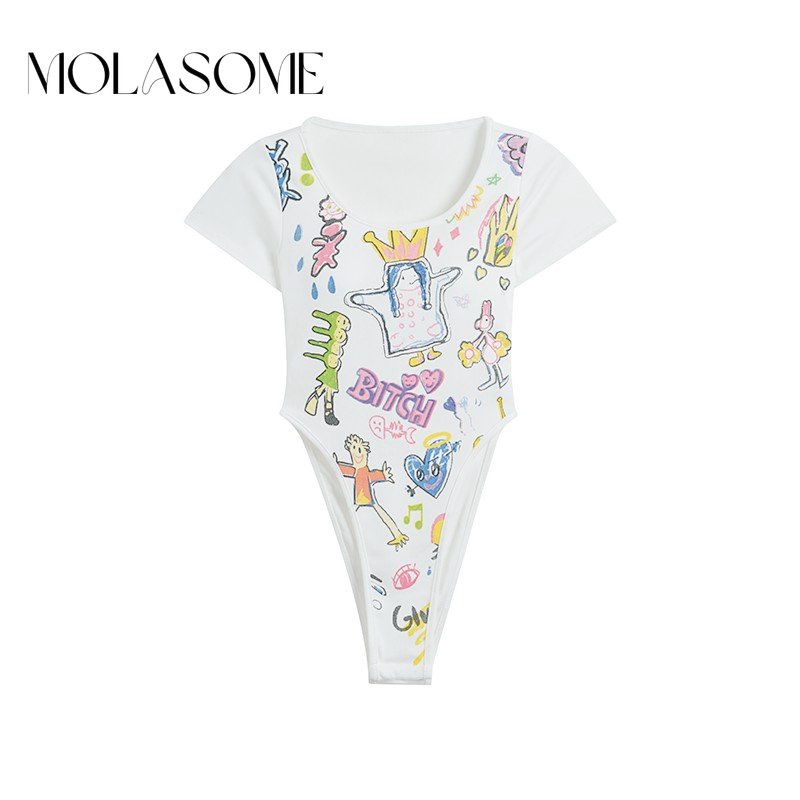 Áo Liền Quần Ngắn Tay Cổ Tròn Màu Trơn Thời Trang 2023 Cho Nữ