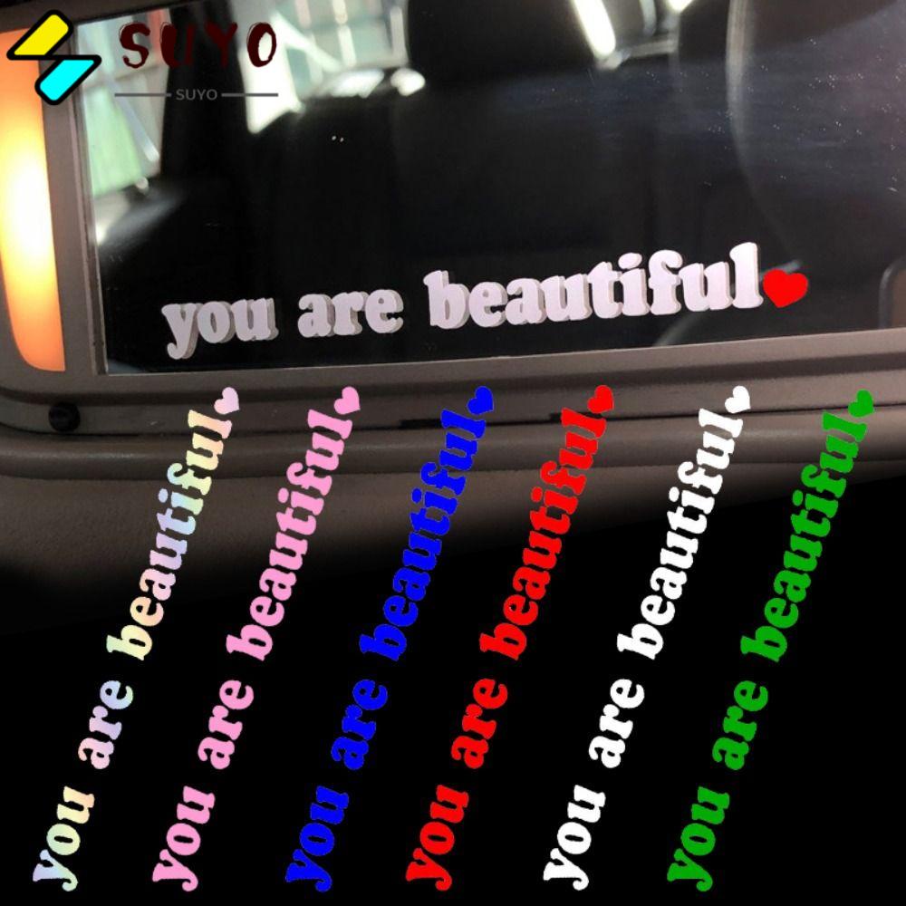 SUYO Miếng Dán Trang Trí Gương Chiếu Hậu Xe Hơi Bằng PVC 10 * 1cm Chống Thấm Nước Tiện Dụng