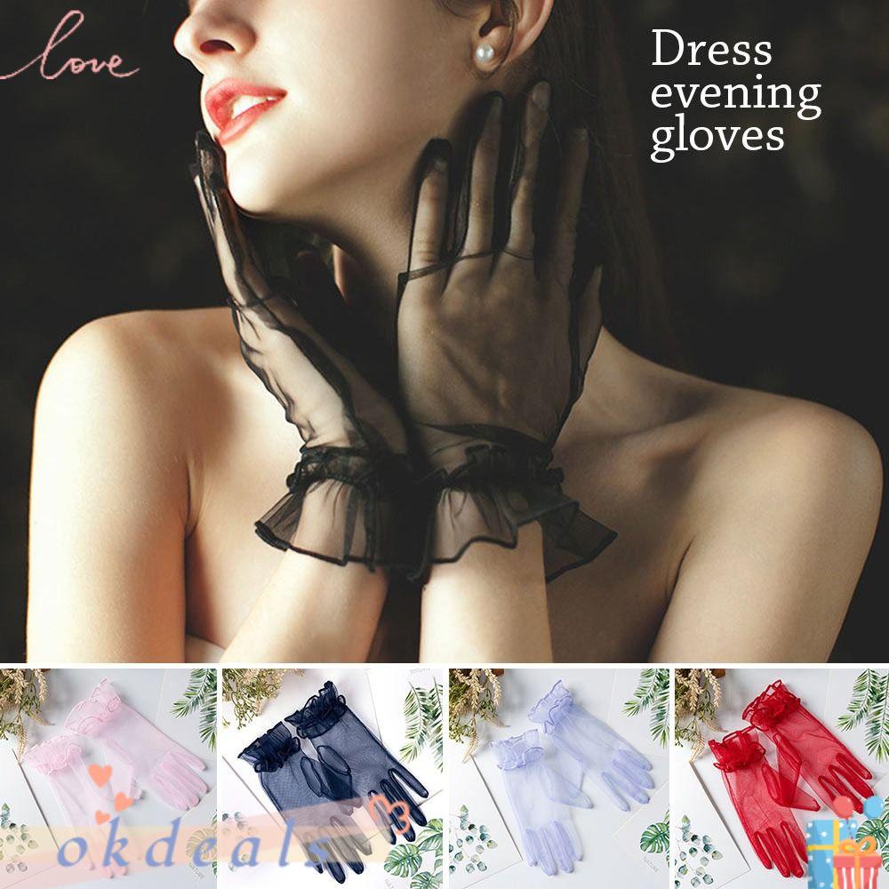 OKDEALS 1 Cặp Găng Tay Ren Thời Trang Dành Cho Cô Dâu