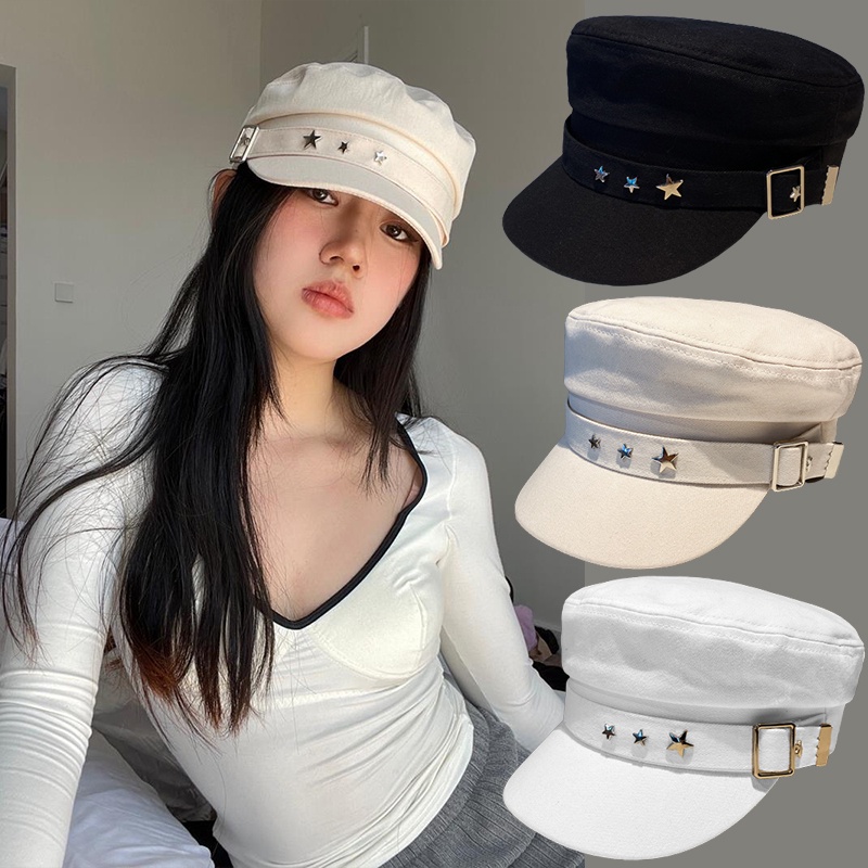 Nón Tai Bèo Rộng Vành Chống Tia UV Màu Sắc Đơn Giản Hình Ngôi Sao Thanh Lịch Dành Cho Nữ