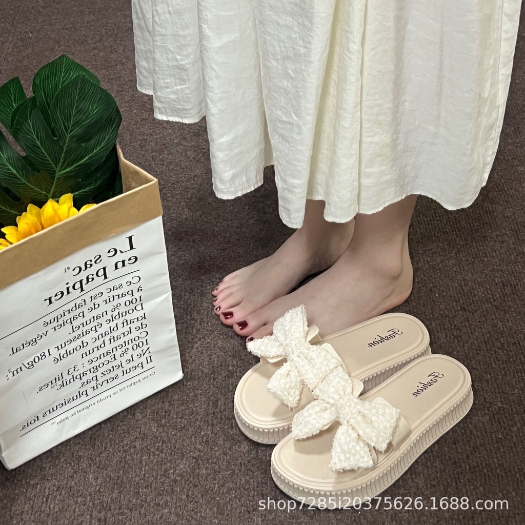 Huaqoo Dép bánh mì guốc dép sandal nữ Màu Sắc Đơn Giản Thoải Mái Cao Gót Chống Trơn Trượt dép đế xuồng 31ZHDLX072105