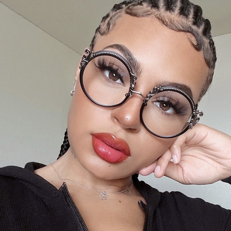 Kính Mát Gọng Kim Loại Tròn Chống Bức Xạ Thời Trang Cho Nữ