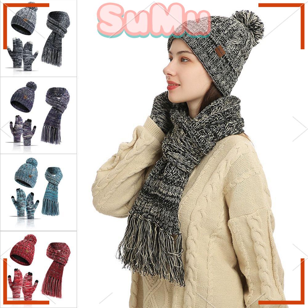 SUMU Bộ Mũ Và Găng Tay Len Bảo Vệ Lạnh Cho Nam Và Nữ