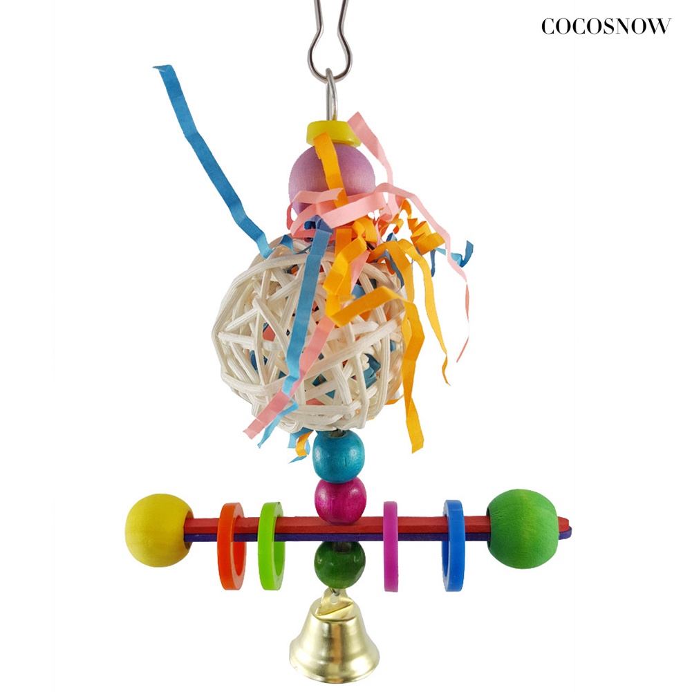 Đồ Chơi Xích Đu Bằng Gỗ Và Bóng Gặm Cho Chim Vẹt Đứng