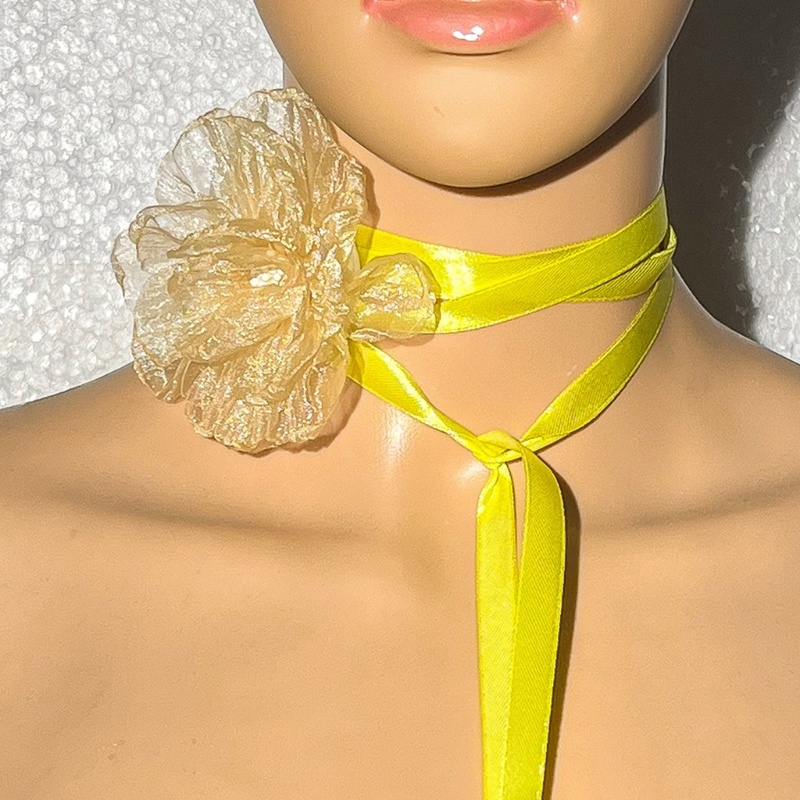 Vòng cổ Mặt Hoa Vải Thủ Công Có Thể Điều Chỉnh Thời Trang Thanh Lịch Dành Cho Nữ