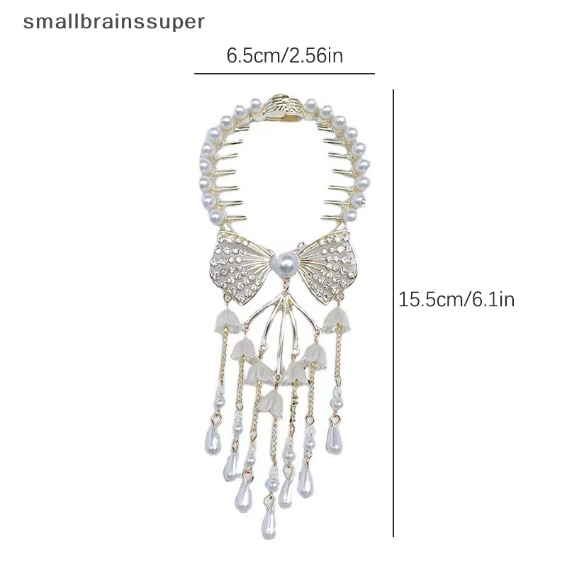 Kẹp Tóc Càng Cua Đính Nơ Phối Tua Rua Phong Cách Retro Hàn Quốc Cho Nữ