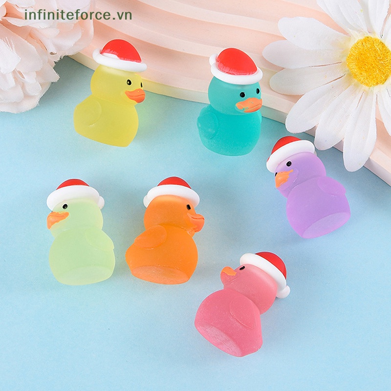 Bộ 2 Vịt Nhựa Resin Phát Quang Dễ Thương Dùng Trang Trí Giáng Sinh Diy