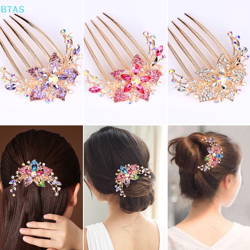 Lược Cài Tóc Hình Hoa Đính Đá Pha Lê Phong Cách Cổ Điển Thời Trang Cho Nữ BT 2023
