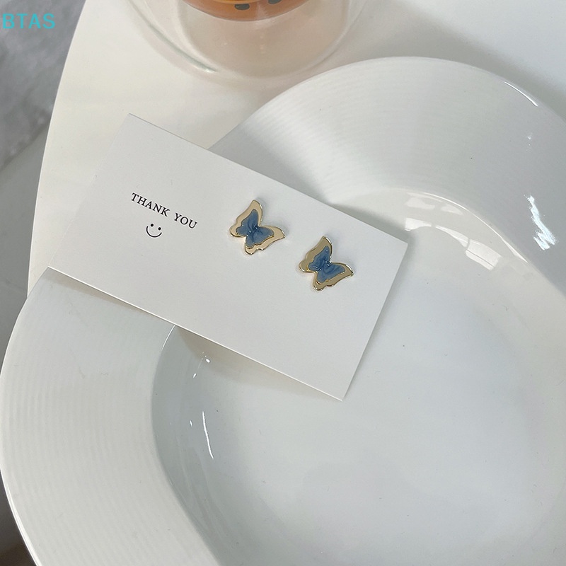 Bông Tai Hai Lớp Hình Bướm Đơn Giản Thời Trang