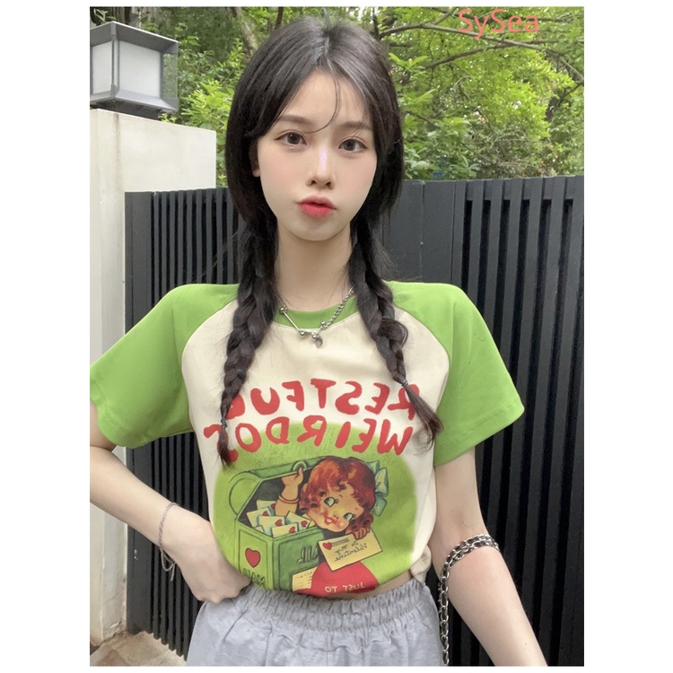 Áo Sơ Mi Ngắn Tay Họa Tiết Hoạt Hình Thời Trang Mùa Hè Cho Nữ