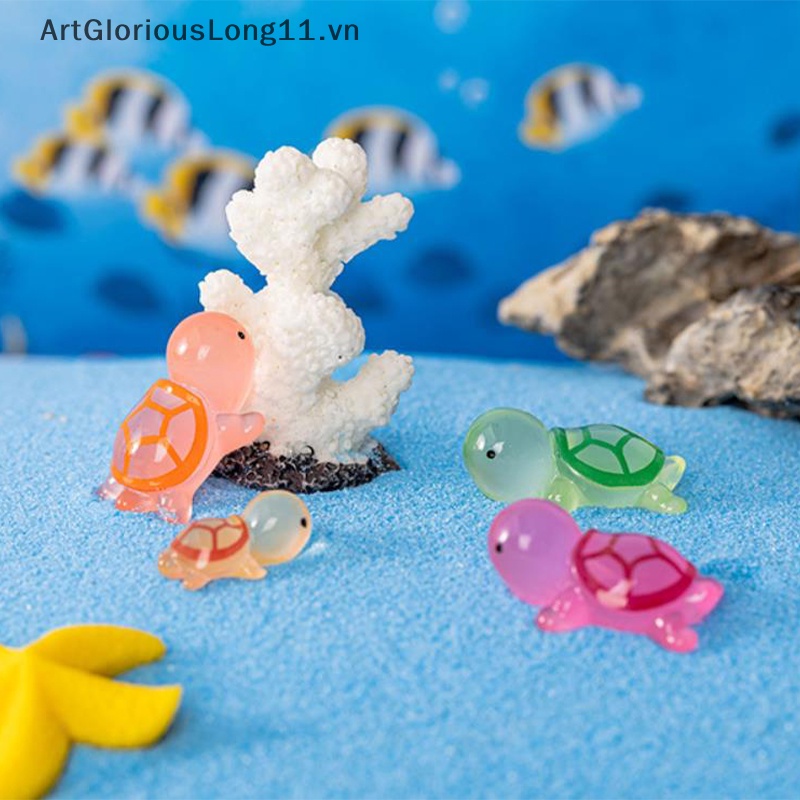 Set 1 / 5 Mô Hình Rùa Mini Bằng Nhựa Resin Dạ Quang Trang Trí Bảng Điều Khiển Xe Hơi