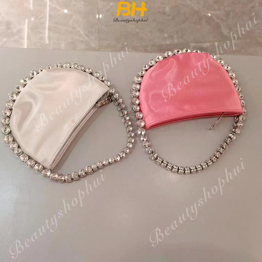 Túi Xách Đeo Vai Vải Satin Đính Kim Cương Lấp Lánh Thời Trang Xuân Hè Mới 2023 Cho Nữ