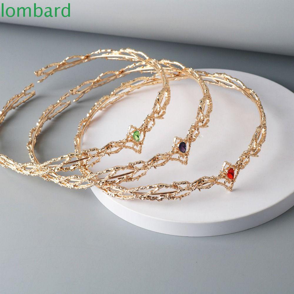 LOMBARD Băng Đô Cài Tóc Hình Vương Miện Đính Đá Thời Trang