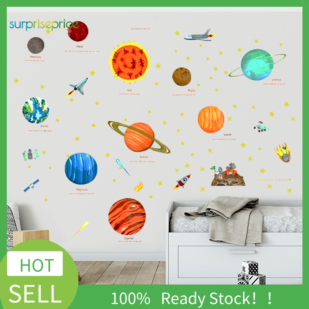 1 Bộ Sticker Dán Tường Tự Dính Bằng PVC Hình Hành Tinh Hoạt Hình Có Thể Tháo Rời Cho Nhà Trẻ