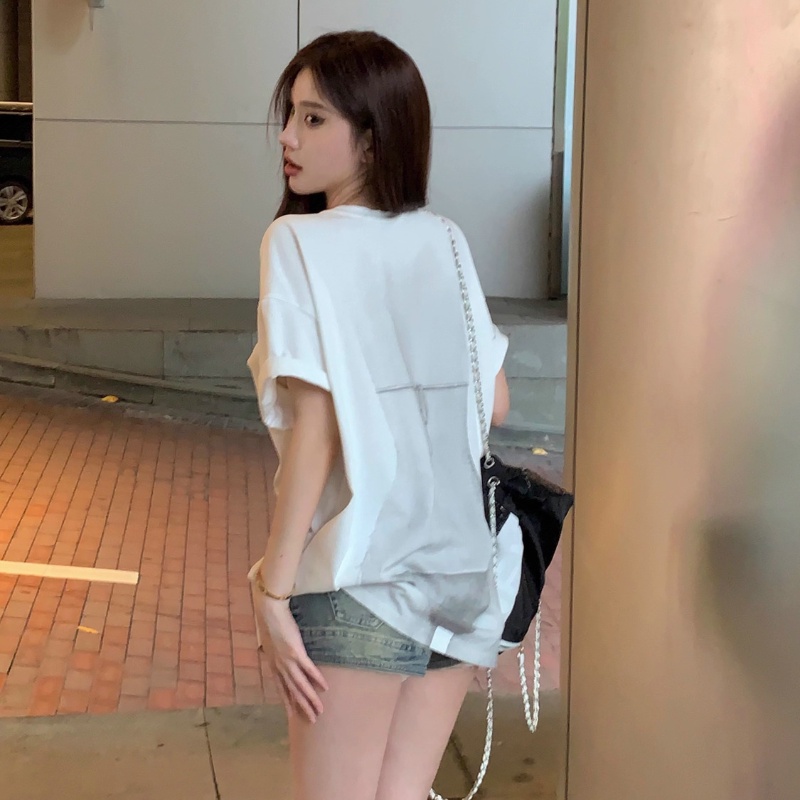 COZOK Áo Thun Ngắn Tay Dáng Rộng In Họa Tiết Kiểu retro Thời Trang Cho Nữ