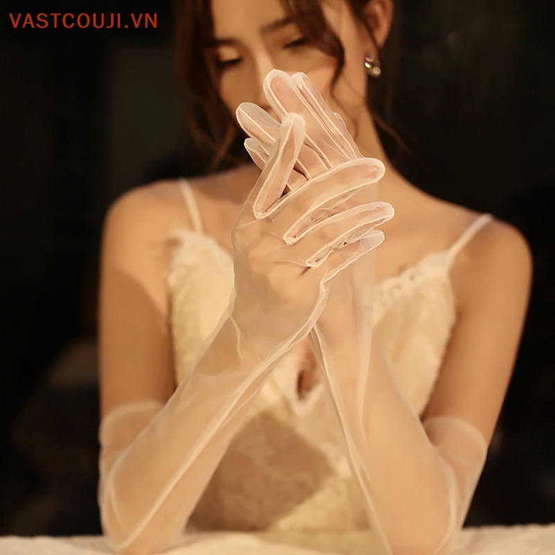 1 Đôi Găng Tay Hở Ngón Đính Ngọc Trai Giả Trong Suốt Phong Cách Vintage