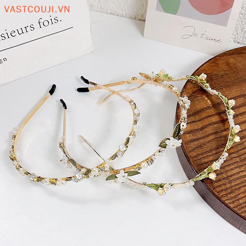 Băng Đô Cài Tóc Đính Hạt Ngọc Trai Và Hoa Bằng Hợp Kim Phong Cách Hàn Quốc Cho Nữ