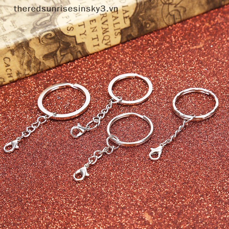 Set 10 Móc Khóa Ngắn Màu Bạc Bóng Thời Trang DIY