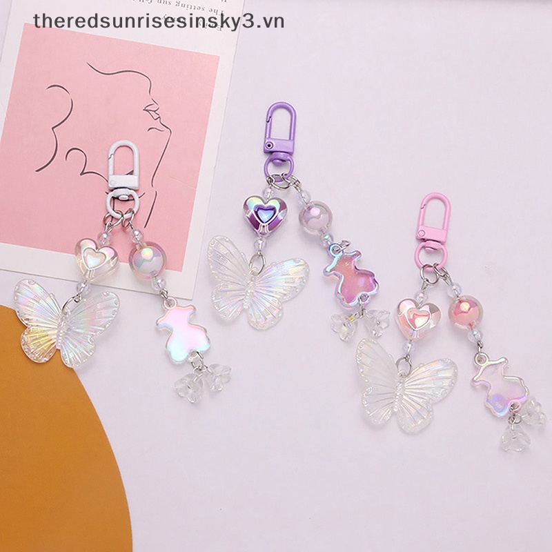 # # Móc Khóa Acrylic Màu Gradient Họa Tiết Bướm Nhỏ Trong Suốt Tươi Tắn Thời Trang Trang Trí Túi Xách