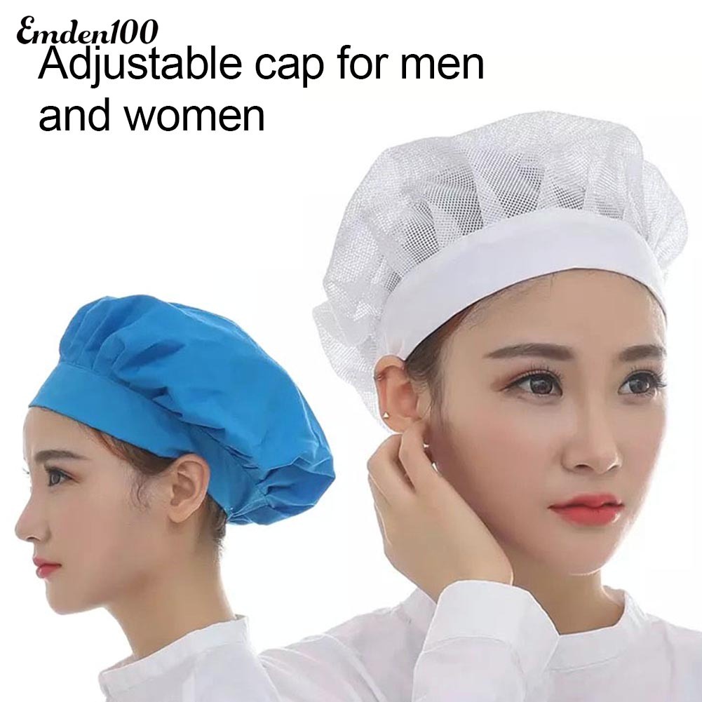 [EMDEN] Mũ Đầu Bếp Nhà Máy Unisex Phối Lưới Thoáng Khí Có Thể Điều Chỉnh