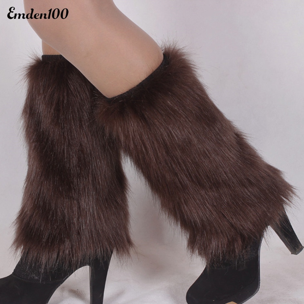 [EMDEN] Vớ Ống Chân Giả Lông Thú Mềm Mại Màu Trơn Giữ Ấm Mùa Đông Thời Trang Cho Nữ