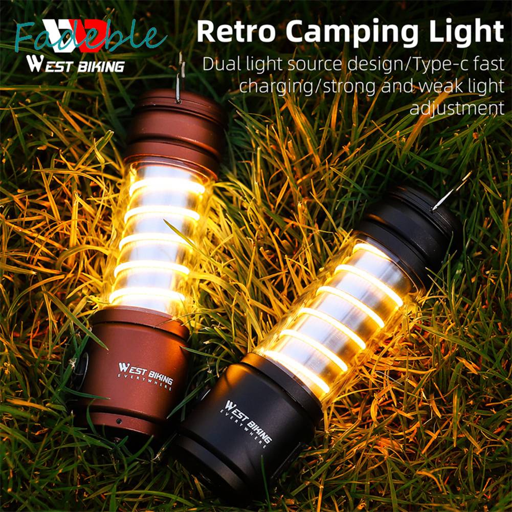 Đèn Cắm Trại Phong Cách Retro Chống Thấm Nước 400LM 2200mAh Sạc USB Tiện Lợi