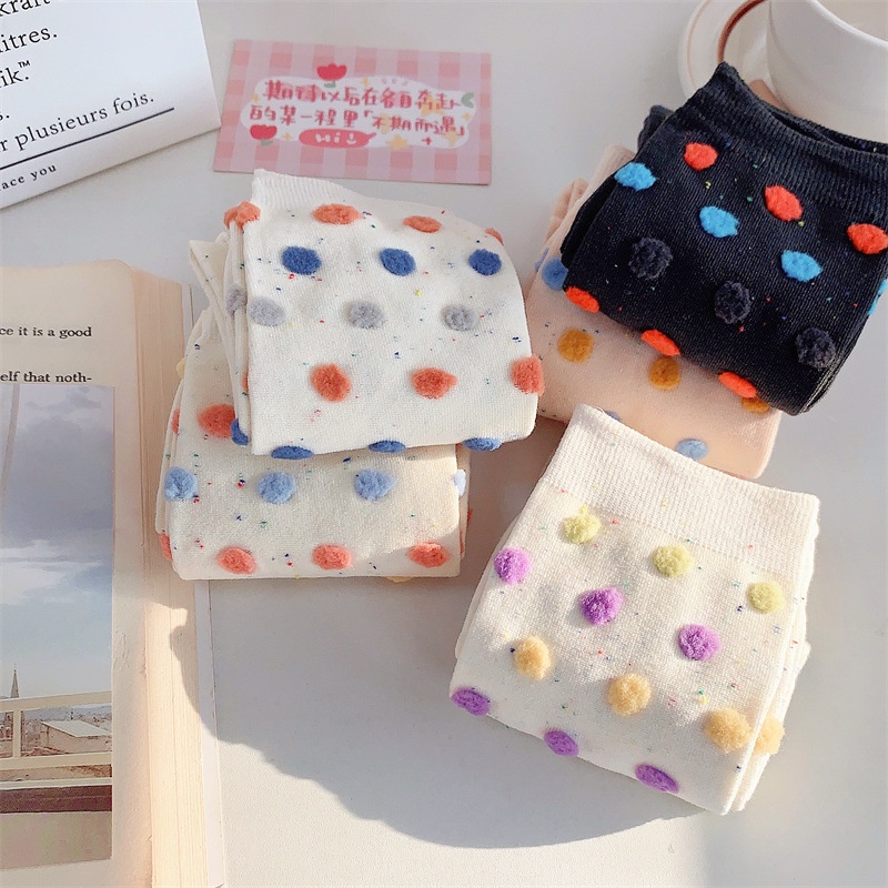 Vớ Cổ Vừa Họa Tiết Chấm Bi Ba Chiều Đơn Giản Thời Trang Xuân Hè Dành Cho Nữ