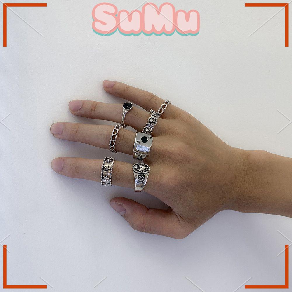 SUMU Bộ Nhẫn Kim Loại Thiết Kế Mới Cao Cấp Thời Trang