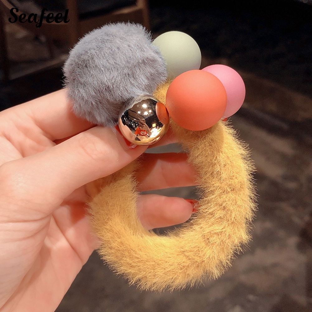 Dây Buộc Tóc Dạng Xoắn Ốc Co Giãn Màu Sắc Gradient Cho Nữ