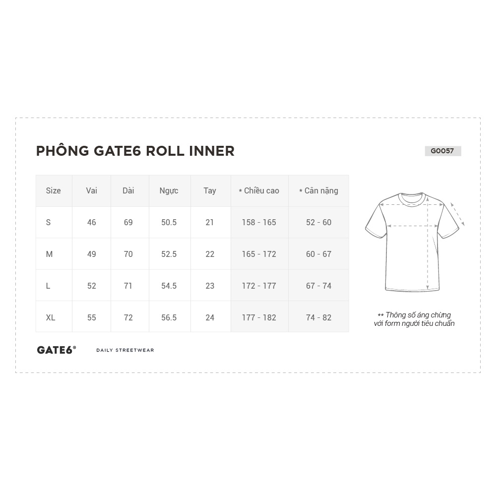 Áo Thun Nam Nữ Roll Inner, phông cổ tròn ngắn tay Unisex cotton 2 chiều form suông - GATE6 - G0057/ĐEN