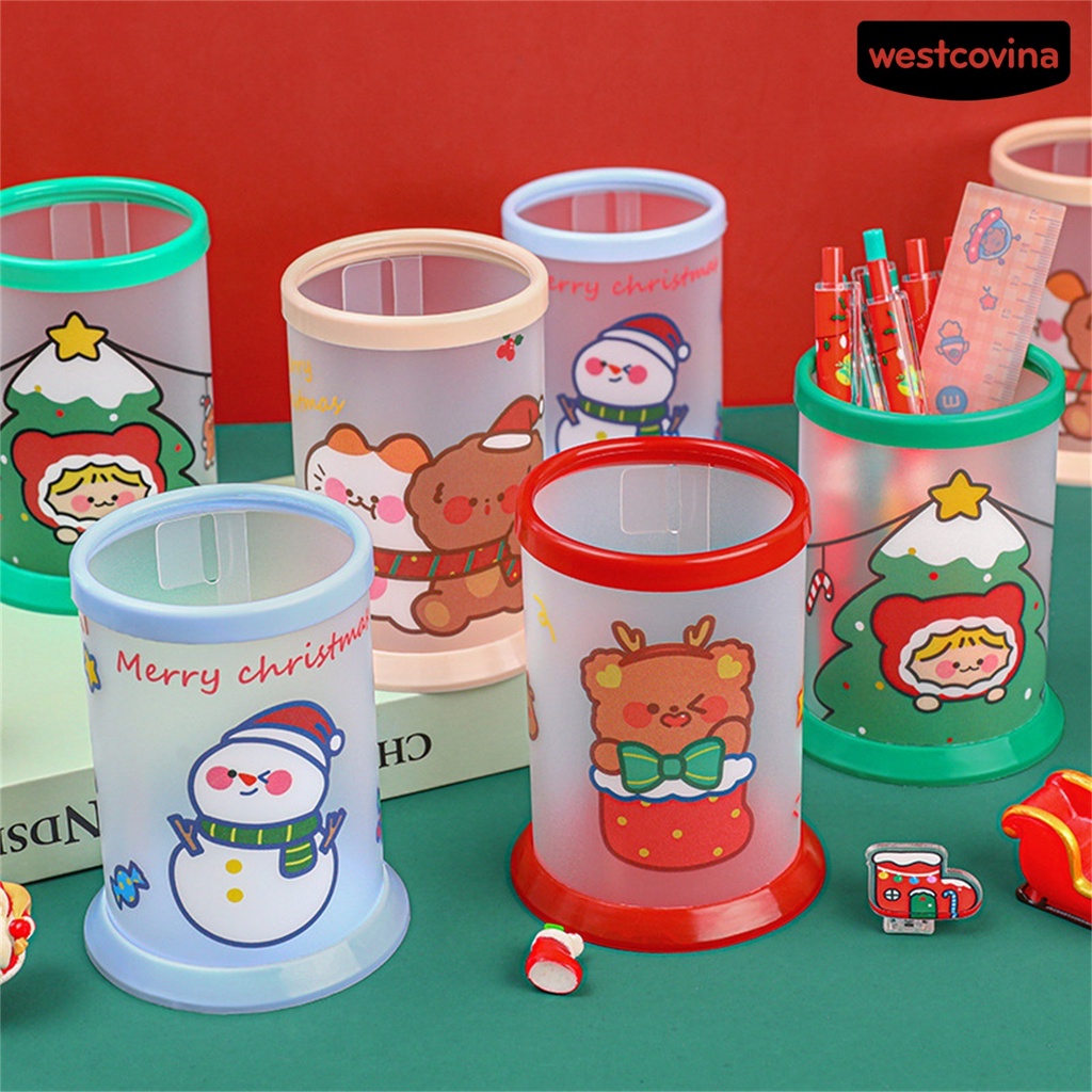 [WSTN]✎Túi Đựng Bút Đa Năng Sức Chứa Lớn Tiết Kiệm Không Gian Họa Tiết Giáng Sinh Hoạt Hình Dễ Thương