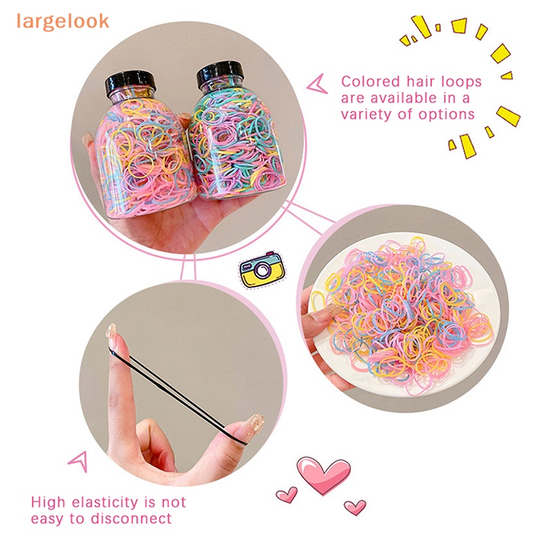 Set 1000 Dây Thun Buộc Tóc Nhiều Màu Sắc Dùng Một Lần Dành Cho Bé Gái