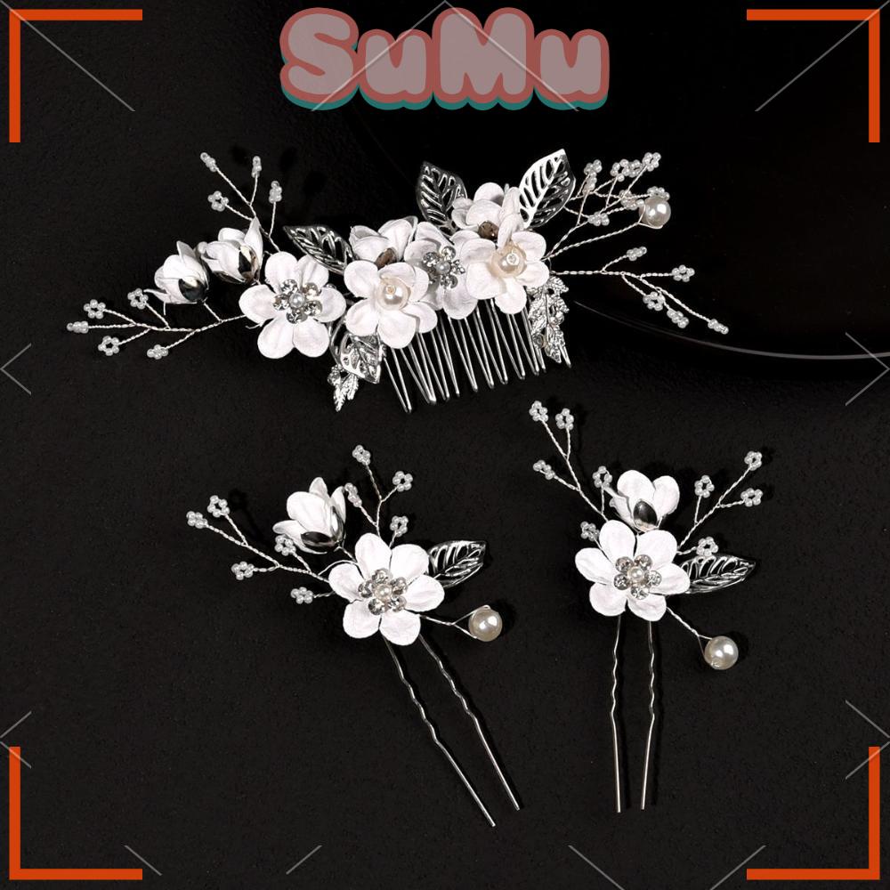 SUMU Lược Cài Tóc Hình Vương Miện Đính Pha Lê Cho Cô Dâu