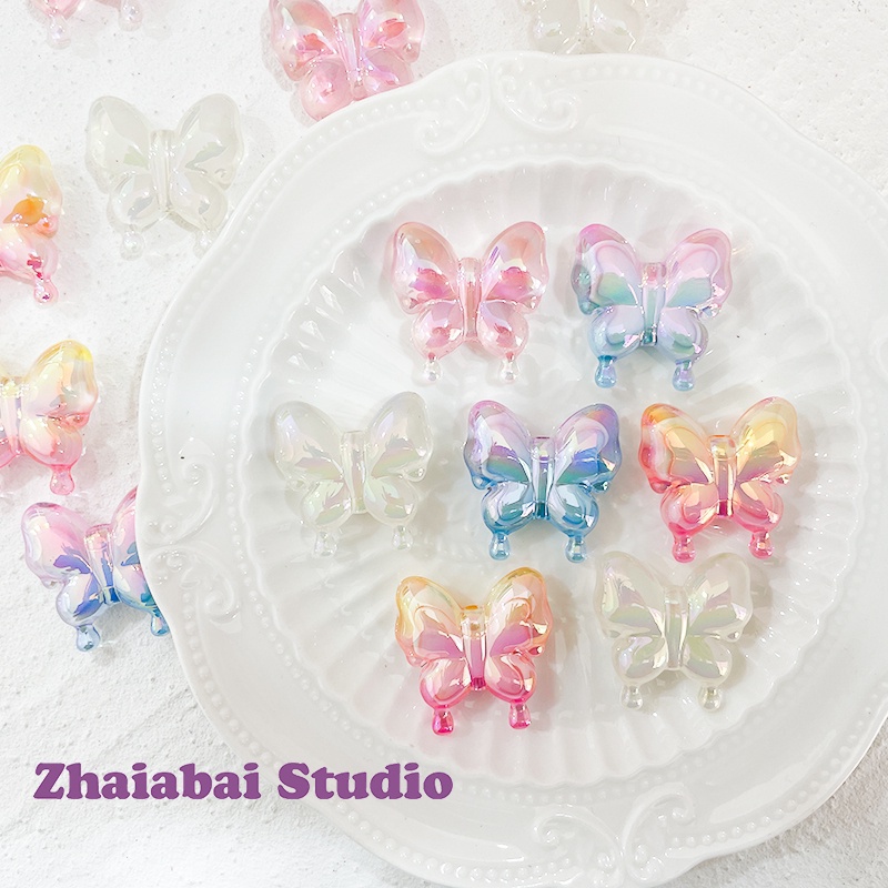 Chuỗi Hạt Bằng acrylic Mạ Màu Gradient Hình Bướm Dùng Làm Vòng Tay / Vòng cổ / Điện Thoại DIY