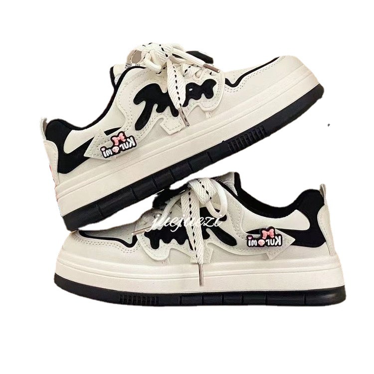 Giày thể thao đế mềm màu đen trắng Kulmi dành cho học sinh