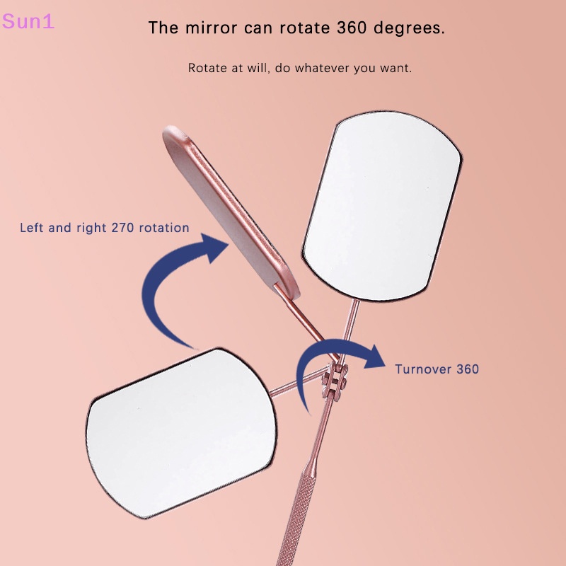 Sun1 &gt; Gương Trang Điểm Bằng Thép Không Gỉ Tay Cầm Dài Có Thể Gập Lại Kiểm Tra Quan Sát Lông Mi Chi Tiết Nhỏ