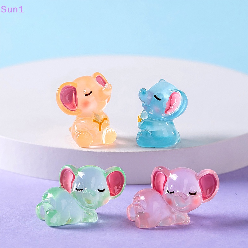 Set 2 Tượng Voi Mini Bằng Nhựa Resin Dạ Quang Để Bàn Trang Trí Nội Thất Xe Hơi